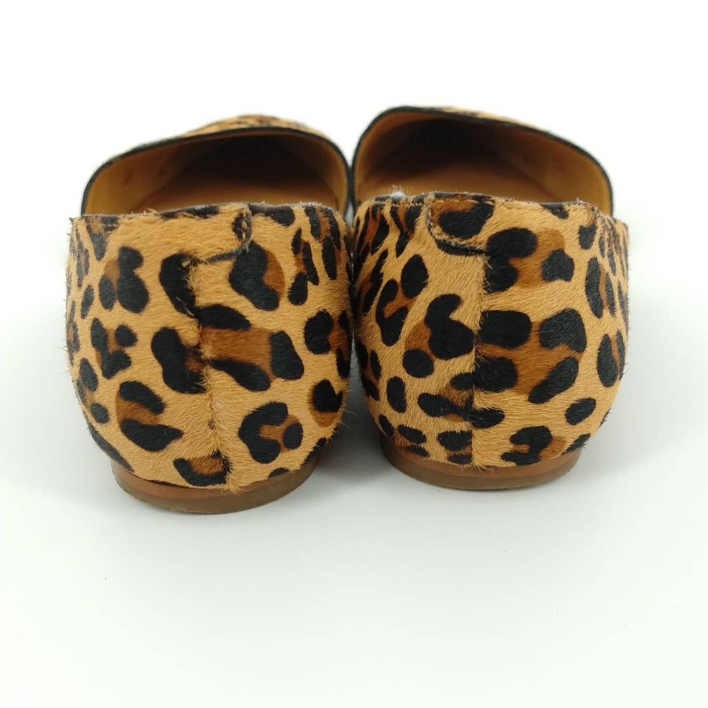 J Crew Zoe Leopard Pointed Toe Flat Calf Hair 6 - Picture 4 of 8